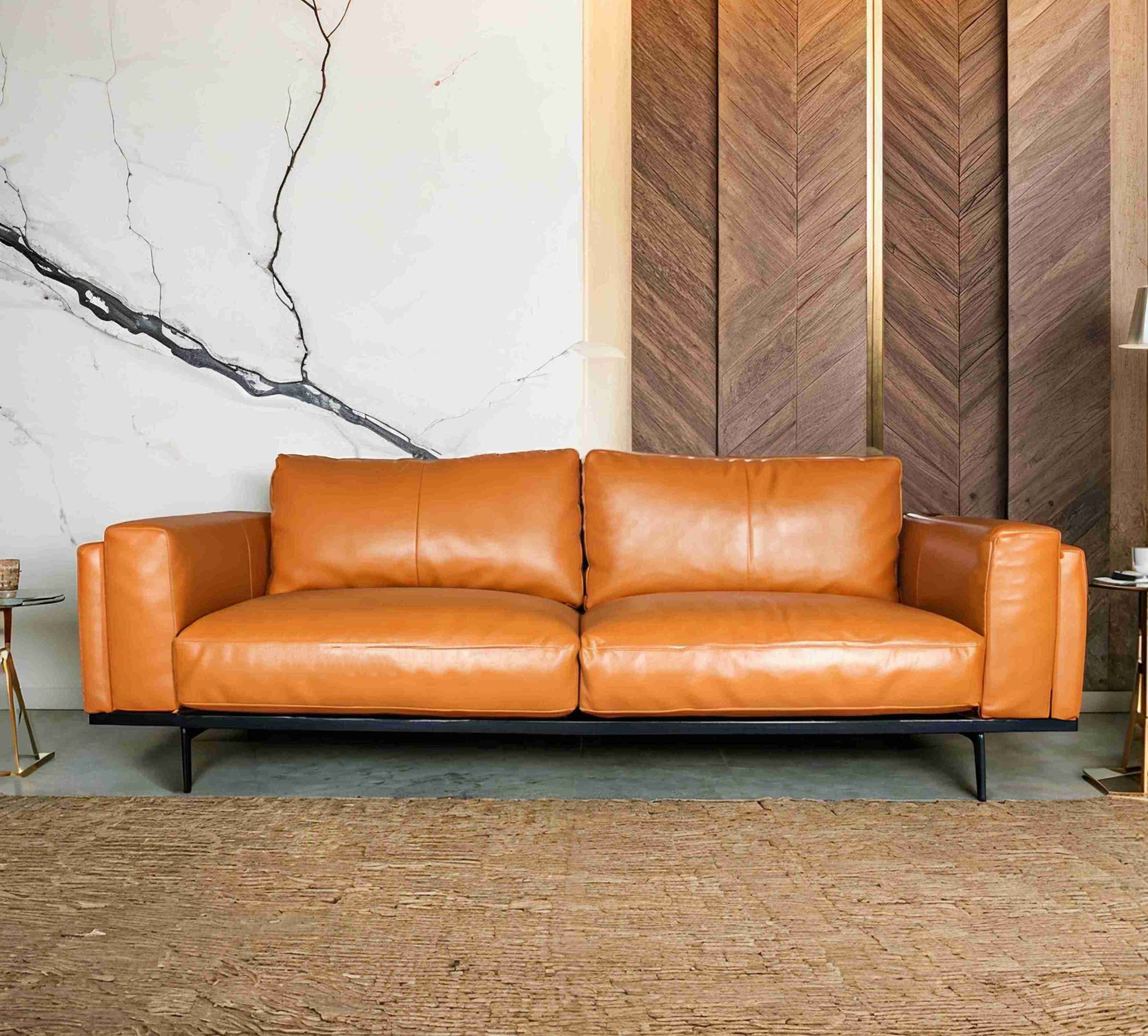 Juno Leather 3 Seater Sofa Tan Floating Walls Buy Furnishing
