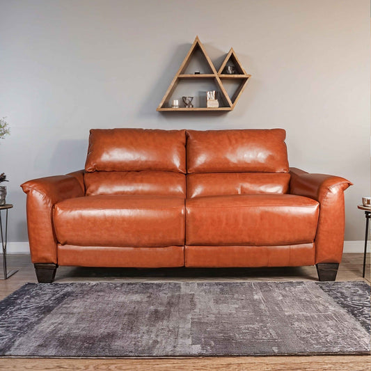 Valentin Leather Recliner 3 Seater Tan