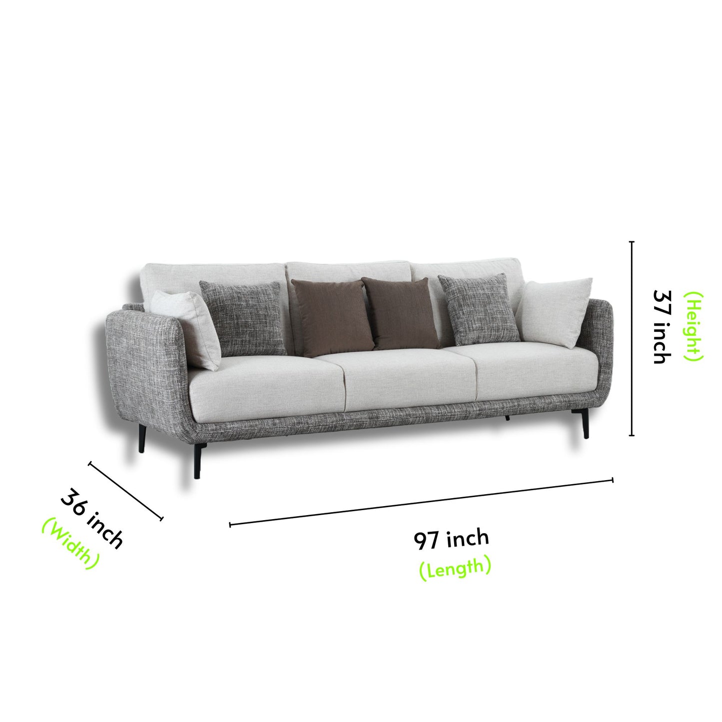Paxton Fabric Sofa 3 + 2 Seater Brown and Grey