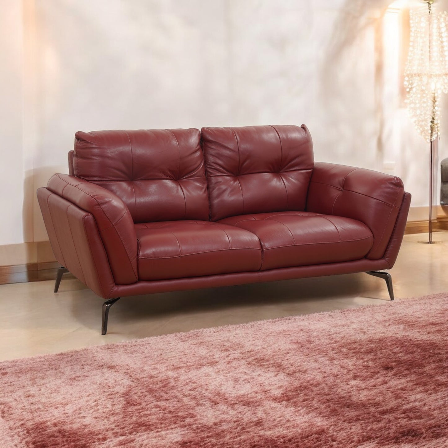 Galaxy Leather Sofa 2 Seater Red