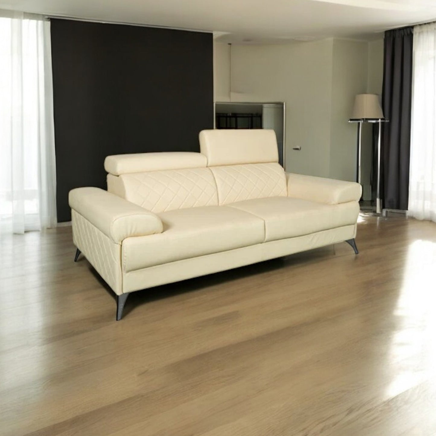 Harley Leather Sofa 3 Seater Beige