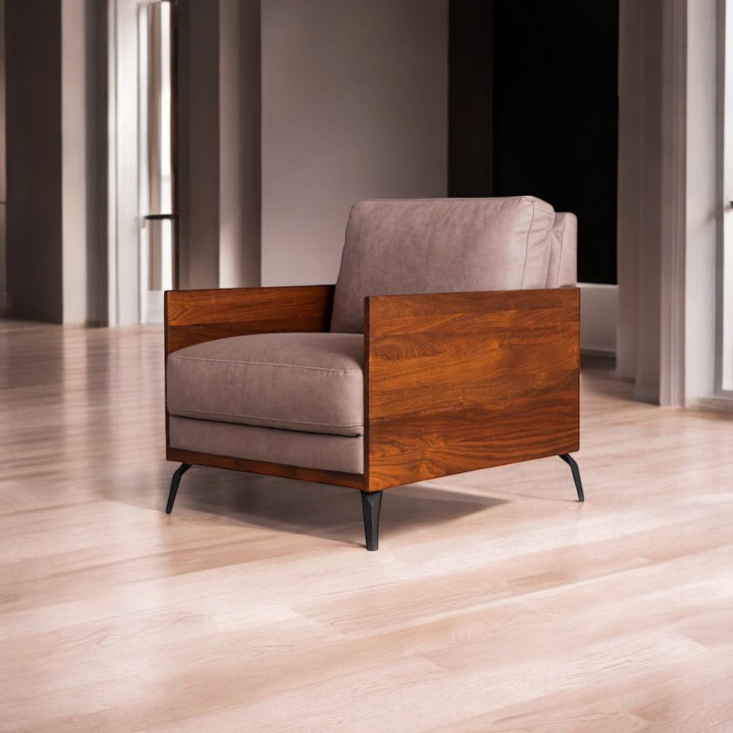 Full Leather Premium Sofa 1 Seater Brown