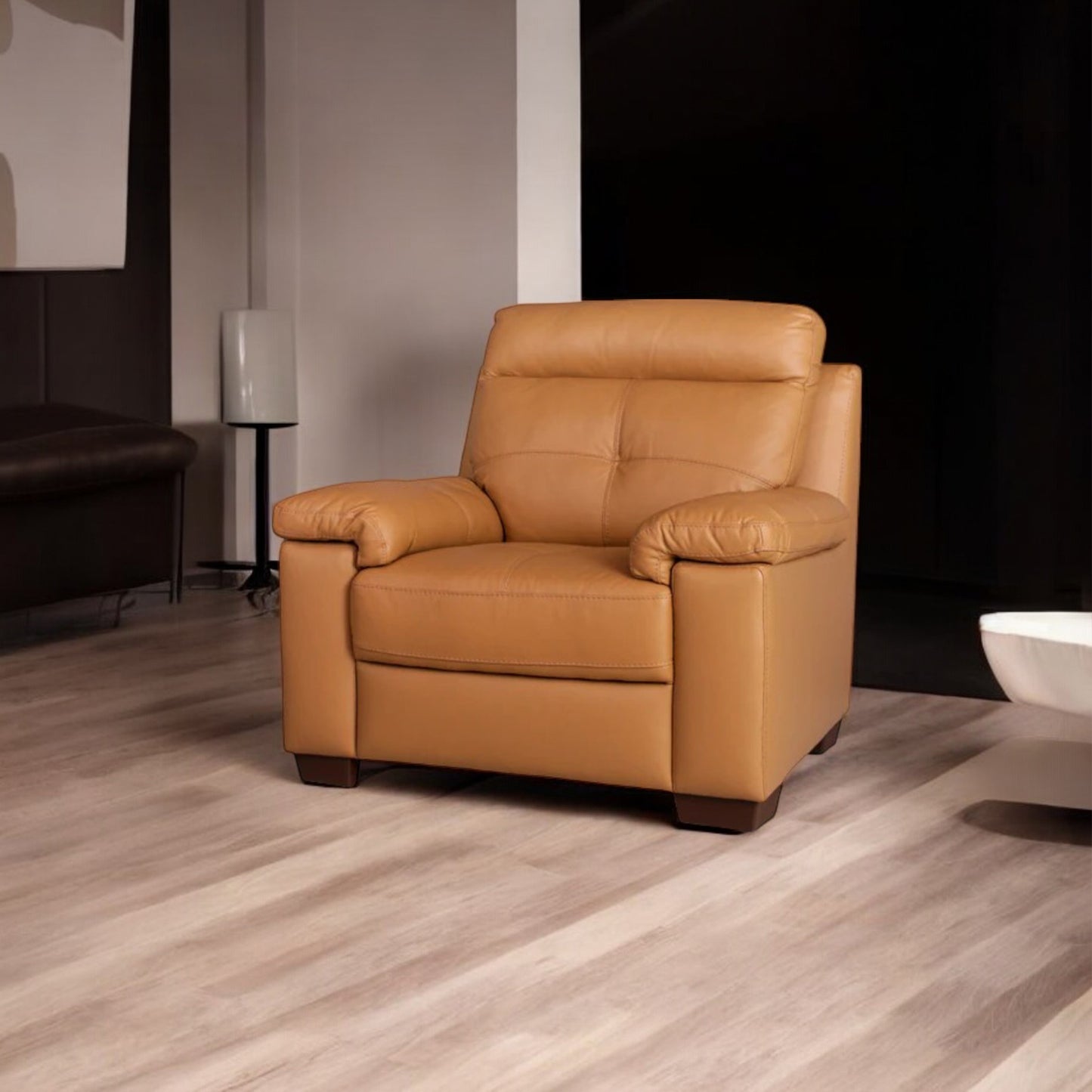 Leather Premium Sofa 1 Seater Mustard