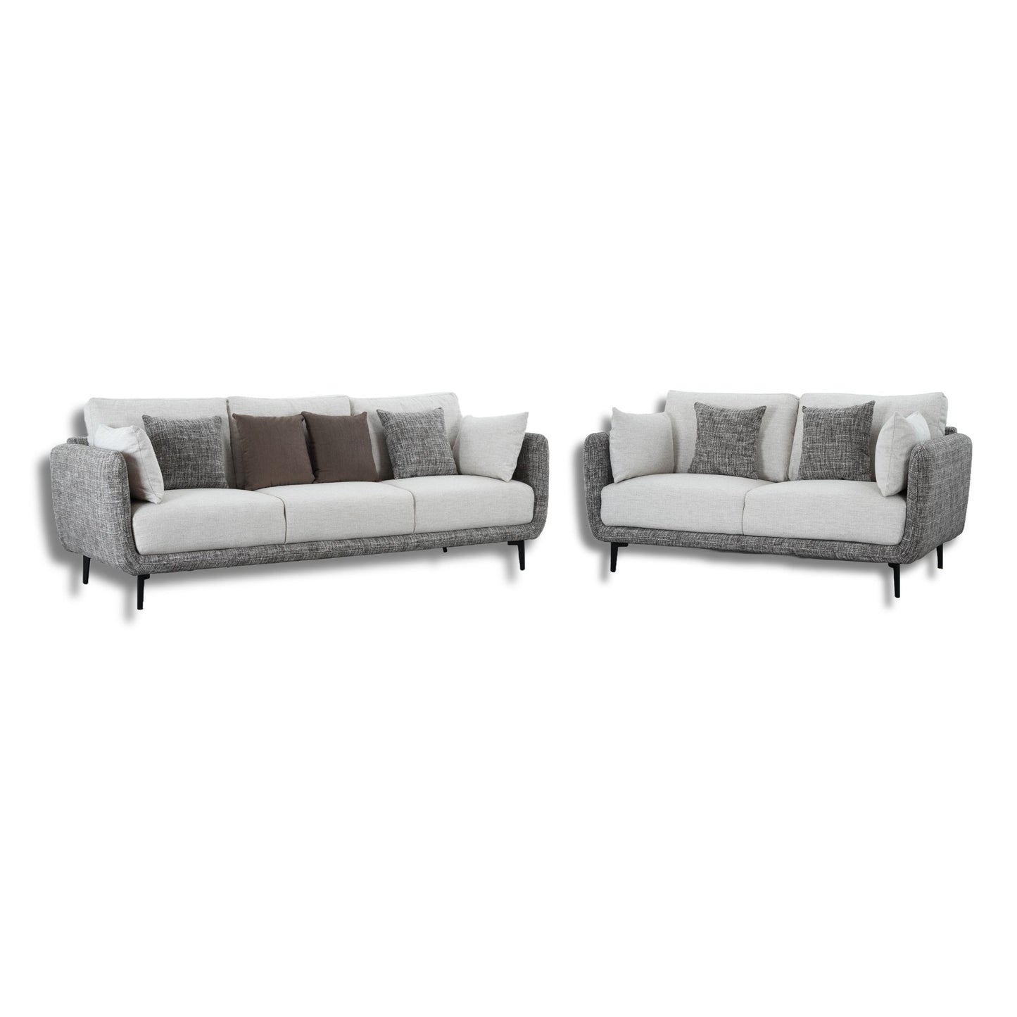 Paxton Fabric Sofa 3 + 2 Seater Brown and Grey