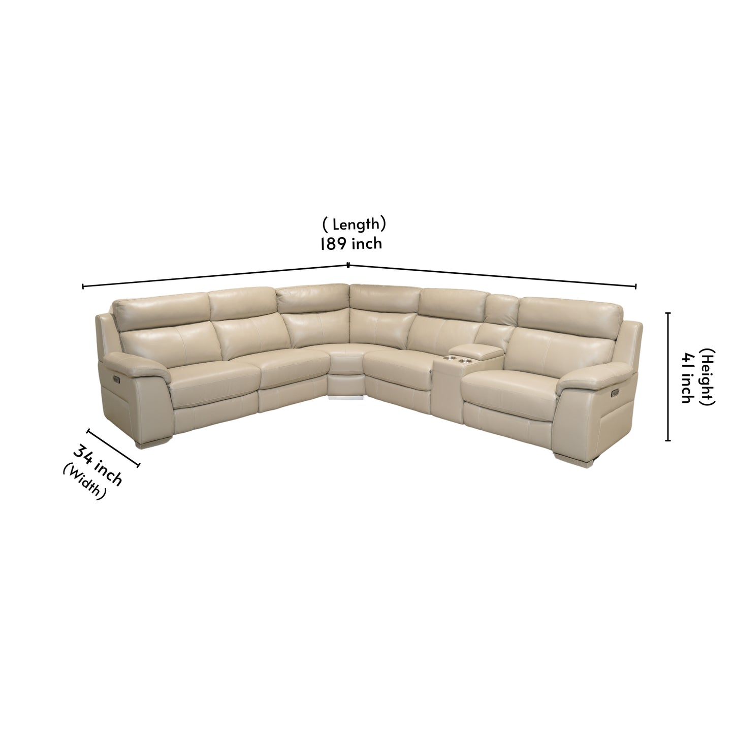 Bambino Leather Corner Sofa With Motorised Recliner Cream