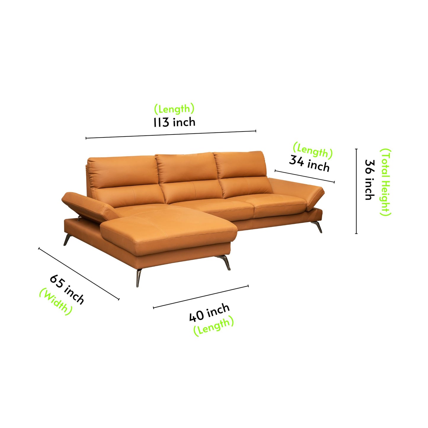 TWF SS Half Leather Longer Sofa
