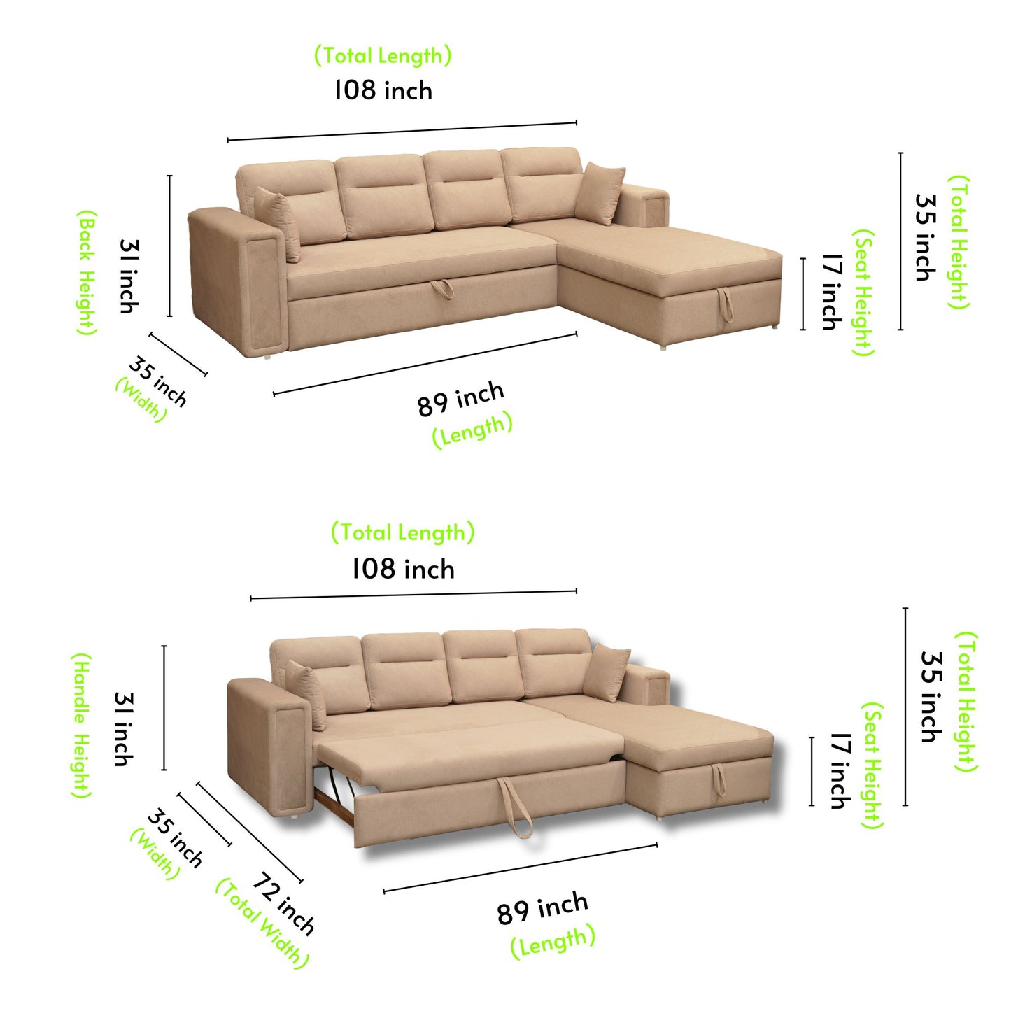 Beijing L Shape Sofa Bed