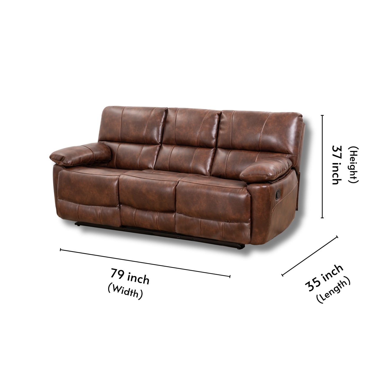 Delta Leatherite Recliner 3 Seater-X9761