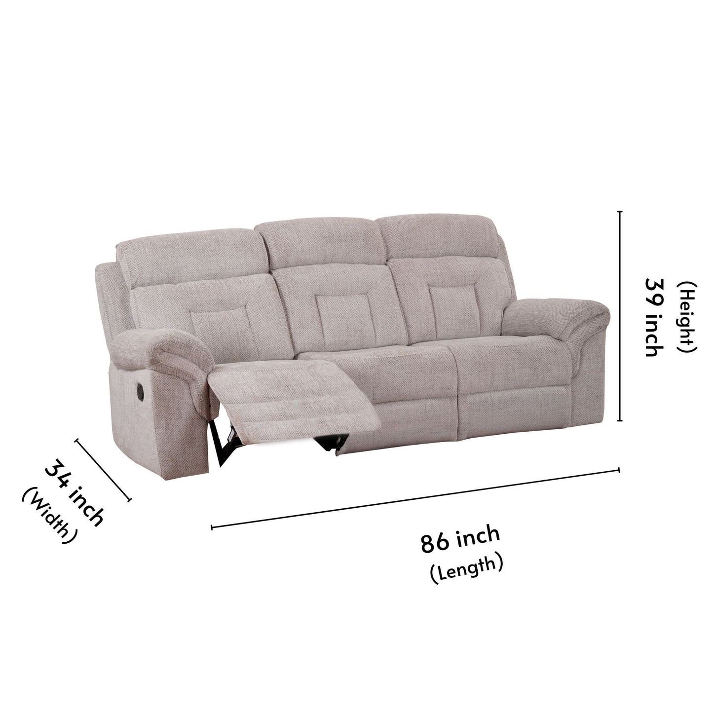 Manual Fabric 3+2 Seater Recliner - Consrt-Graphite