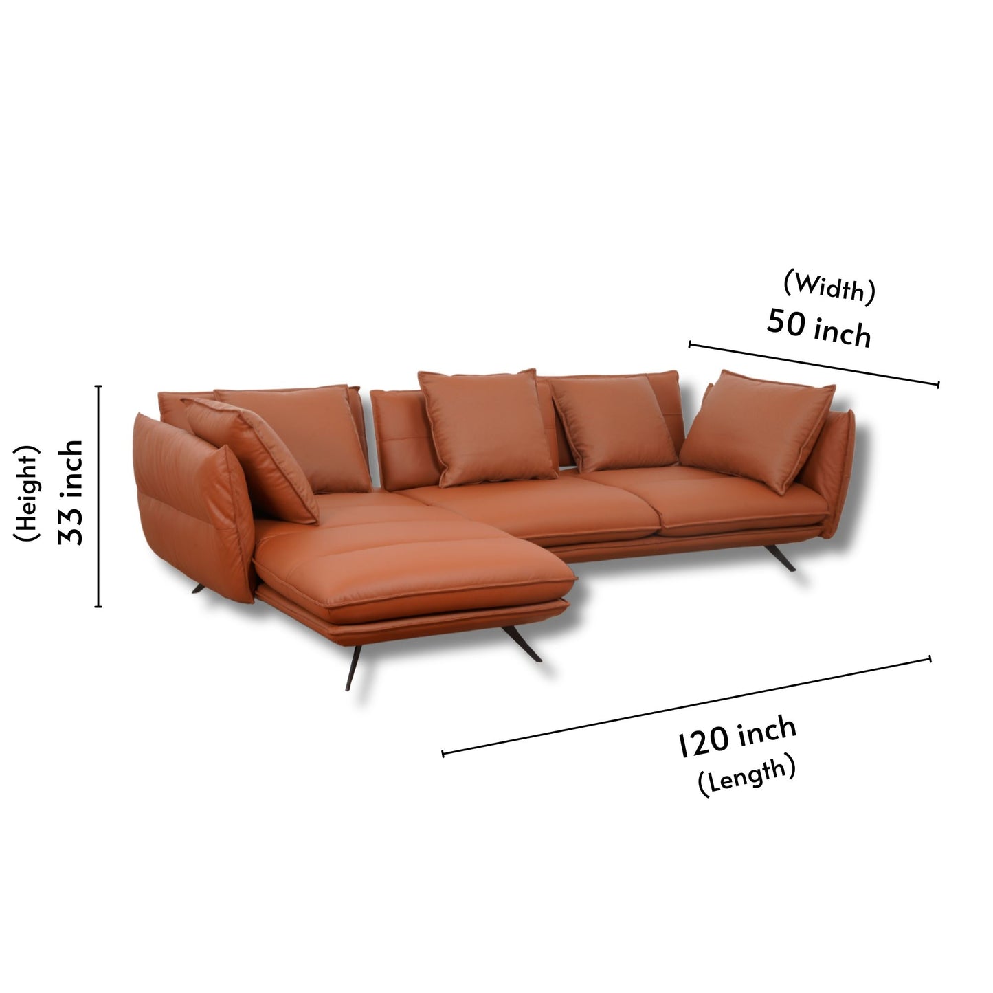 Aries Half Leather Longer Sofa LHS