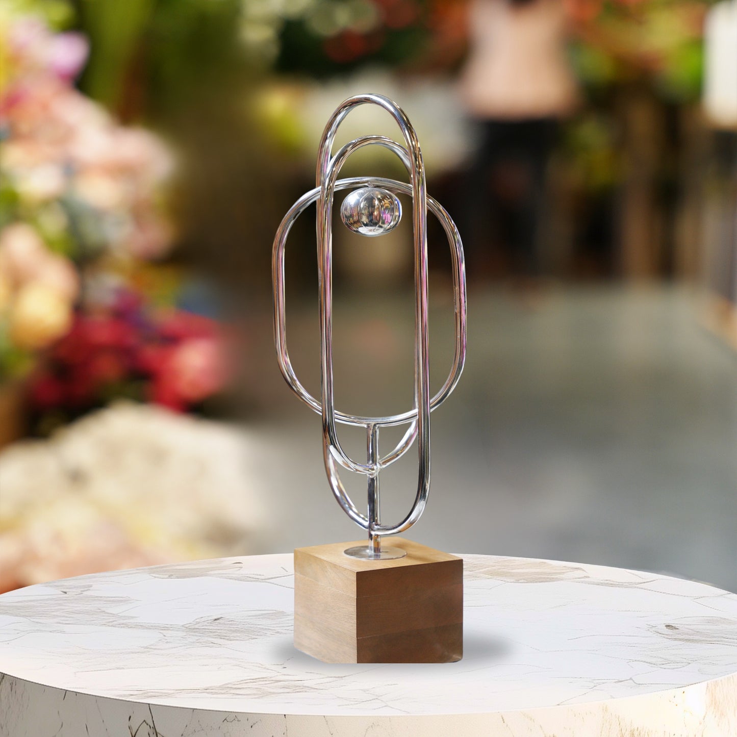 Modernist Chrome Harmony Sculpture