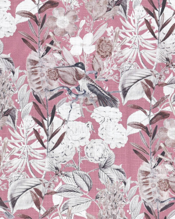 Botanic Mist with Pink perfection eyelet curtain