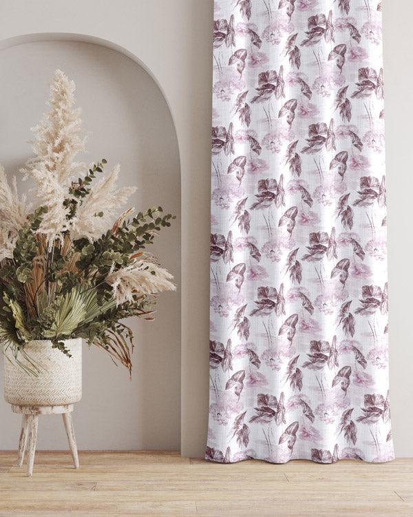 Leafy wine style cotton eyelet curtain