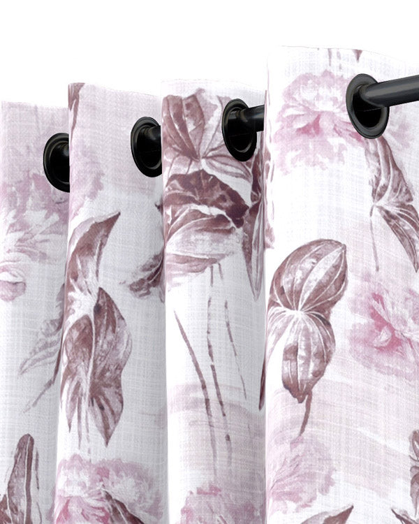 Leafy wine style cotton eyelet curtain