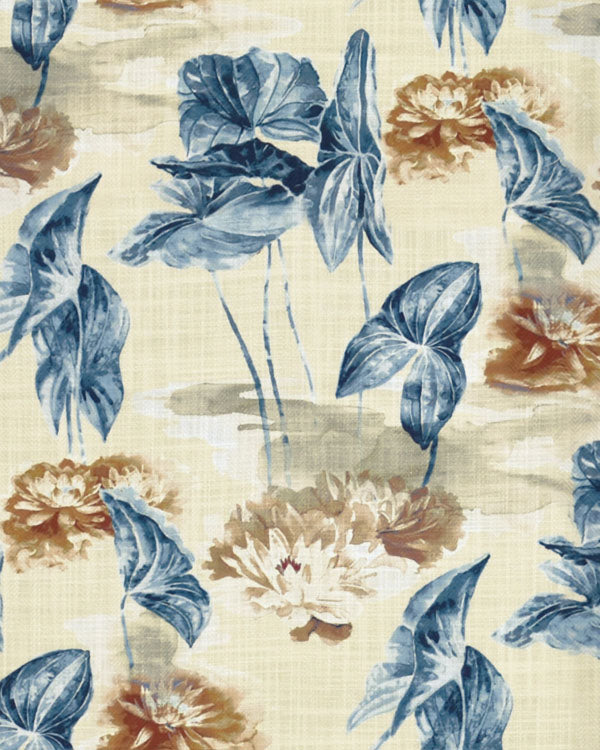 Creamy leafy design polyester eyelet curtain