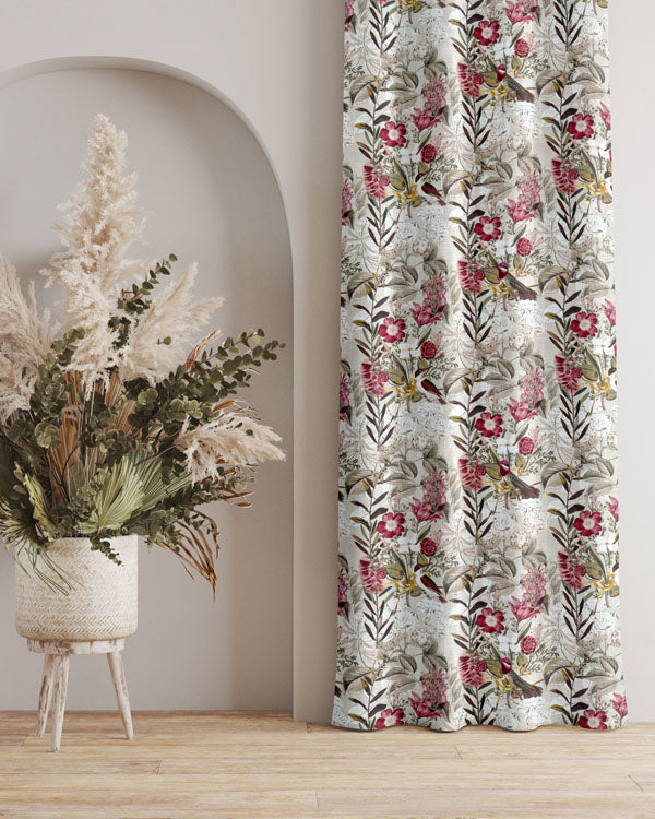 Floral flourish ombre polyester eyelet curtain