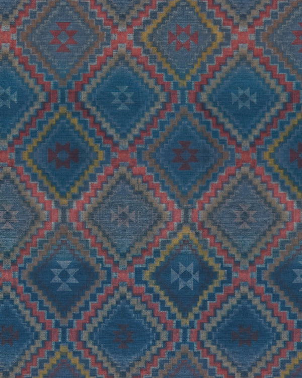 Carribean geometry and royal blue eyelet curtain