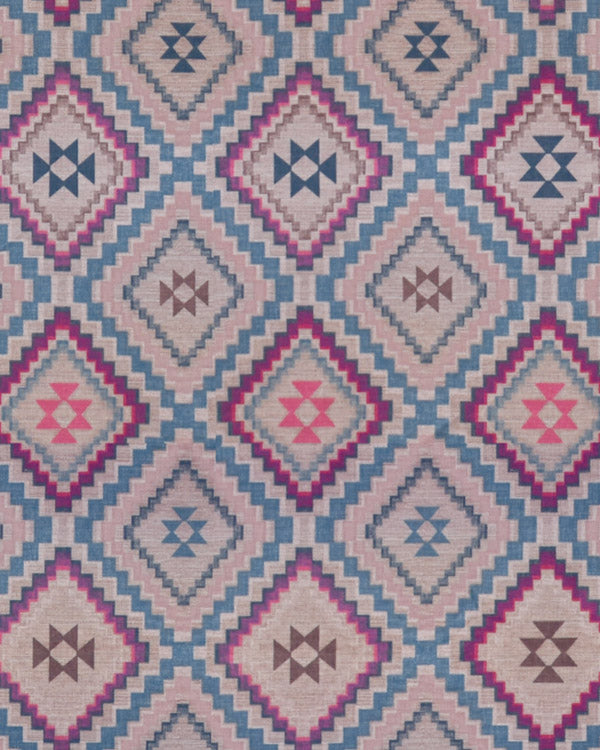 Caribbean Geometry style polyester eyelet curtain