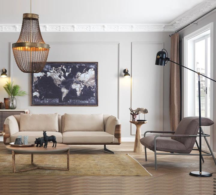 Gama Premium Fabric 3 + 2 Sofa Set Brown