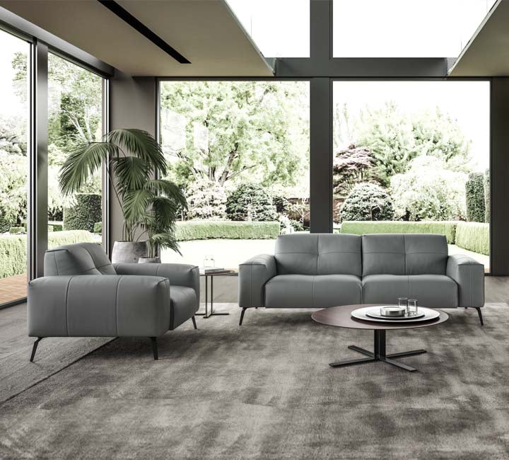 Full Leather Sofa (M&D) 3+2 Seater Grey - F002