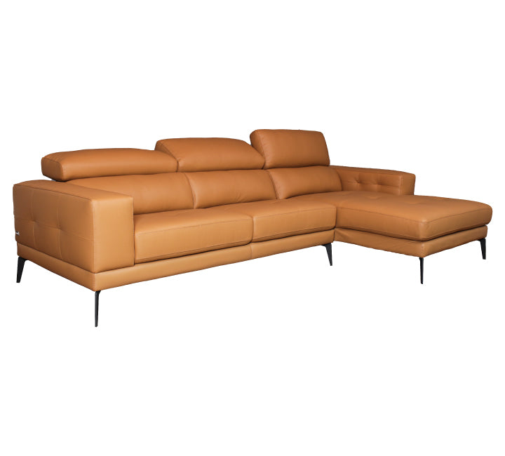 Half Leather Premium Sofa Set (L Shape) Tan - ZA04