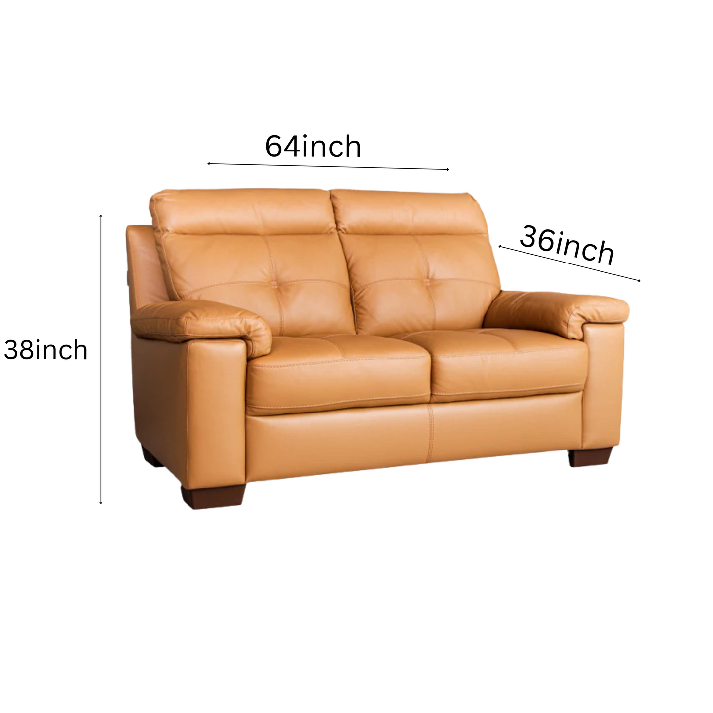Leather Premium Sofa 2 Seater Mustard