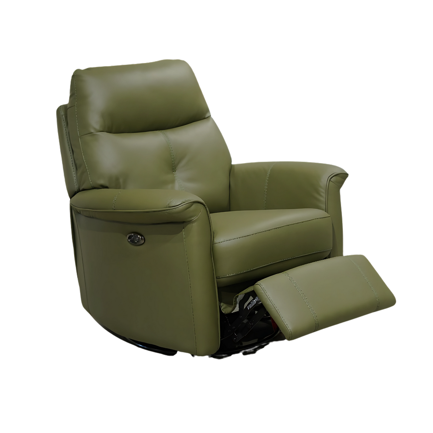 Half Leather Power 1 Seater Recliner Green -12762