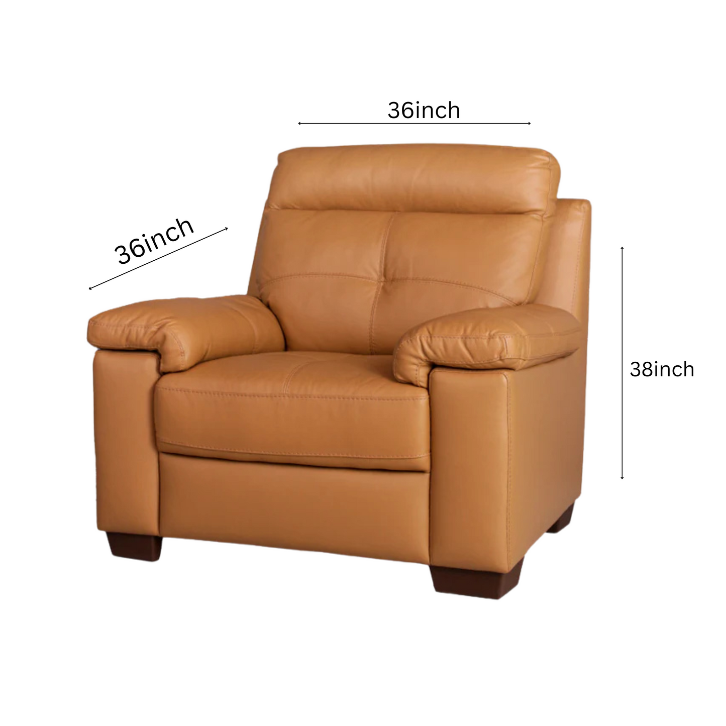 Leather Premium Sofa 1 Seater Mustard