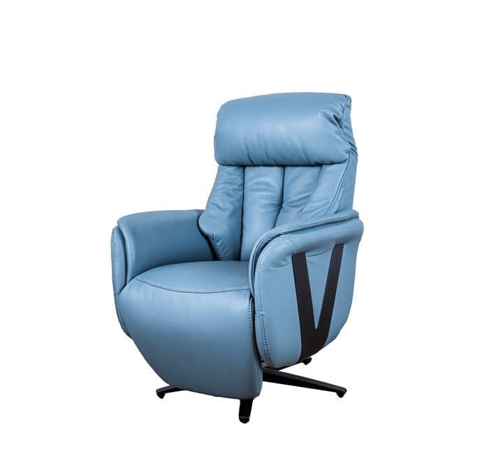 Leather Motorized Recliner 1 Seater Lake Blue - 06