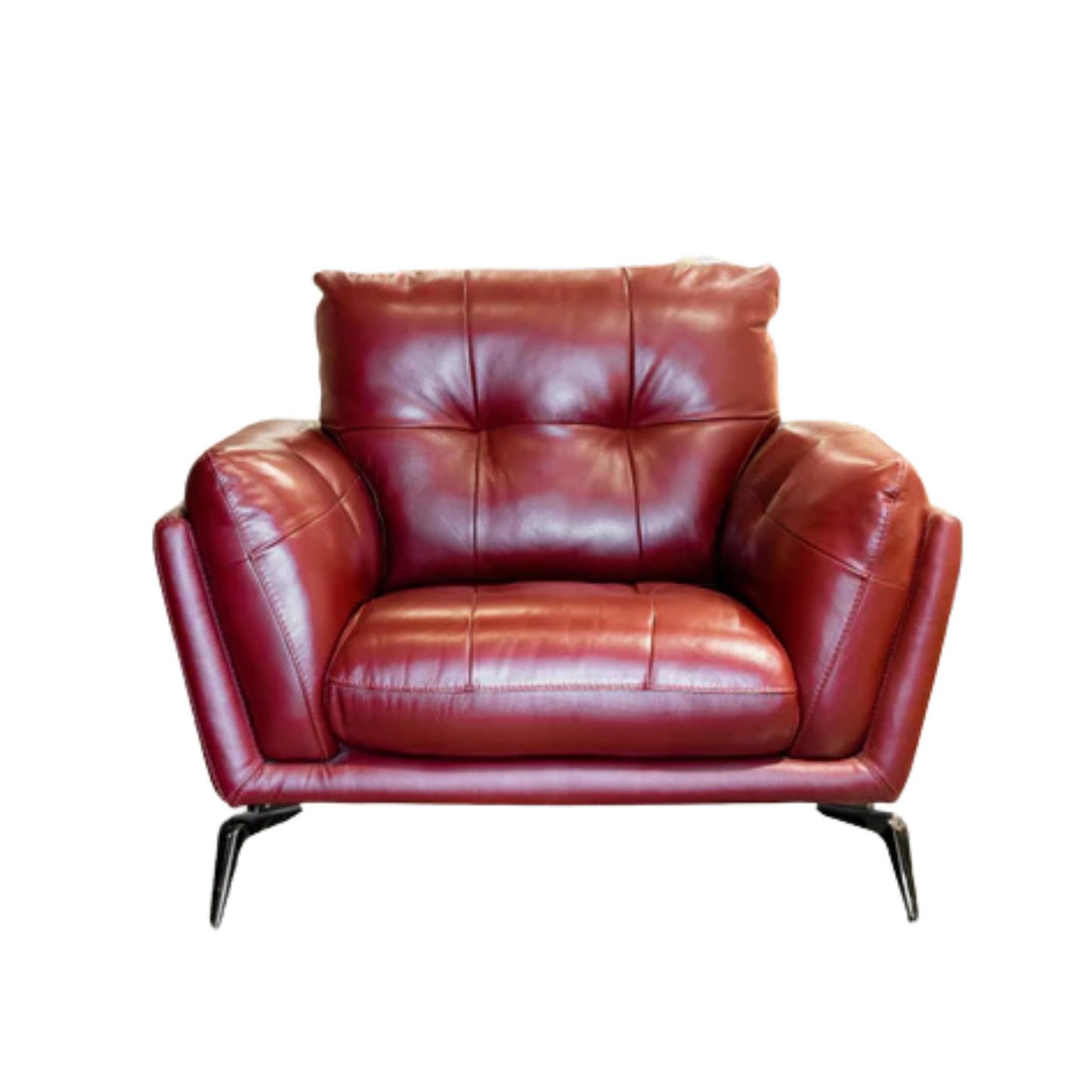 Galaxy Leather Sofa 1 Seater Red