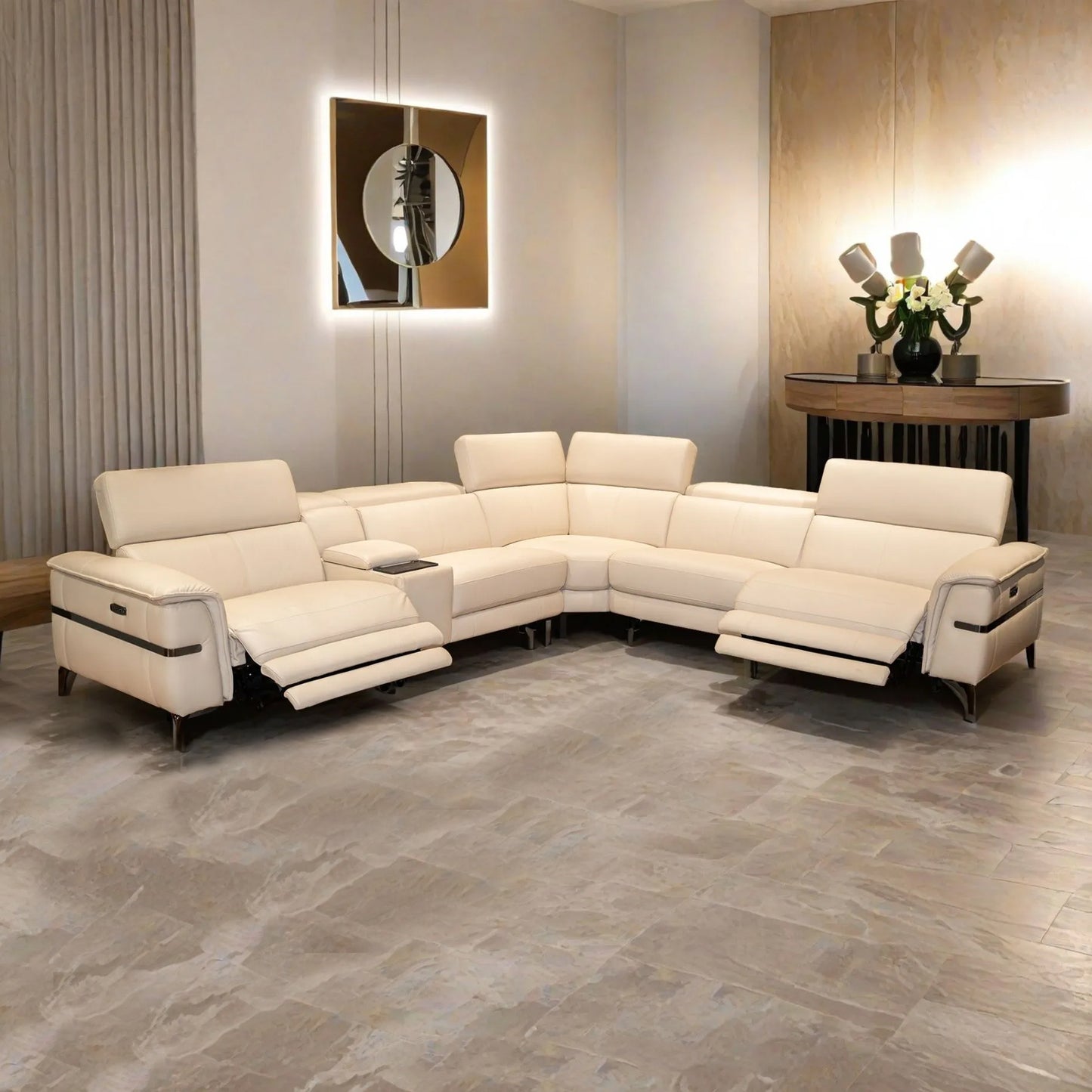 Belle Half Leather Corner Motion Sofa