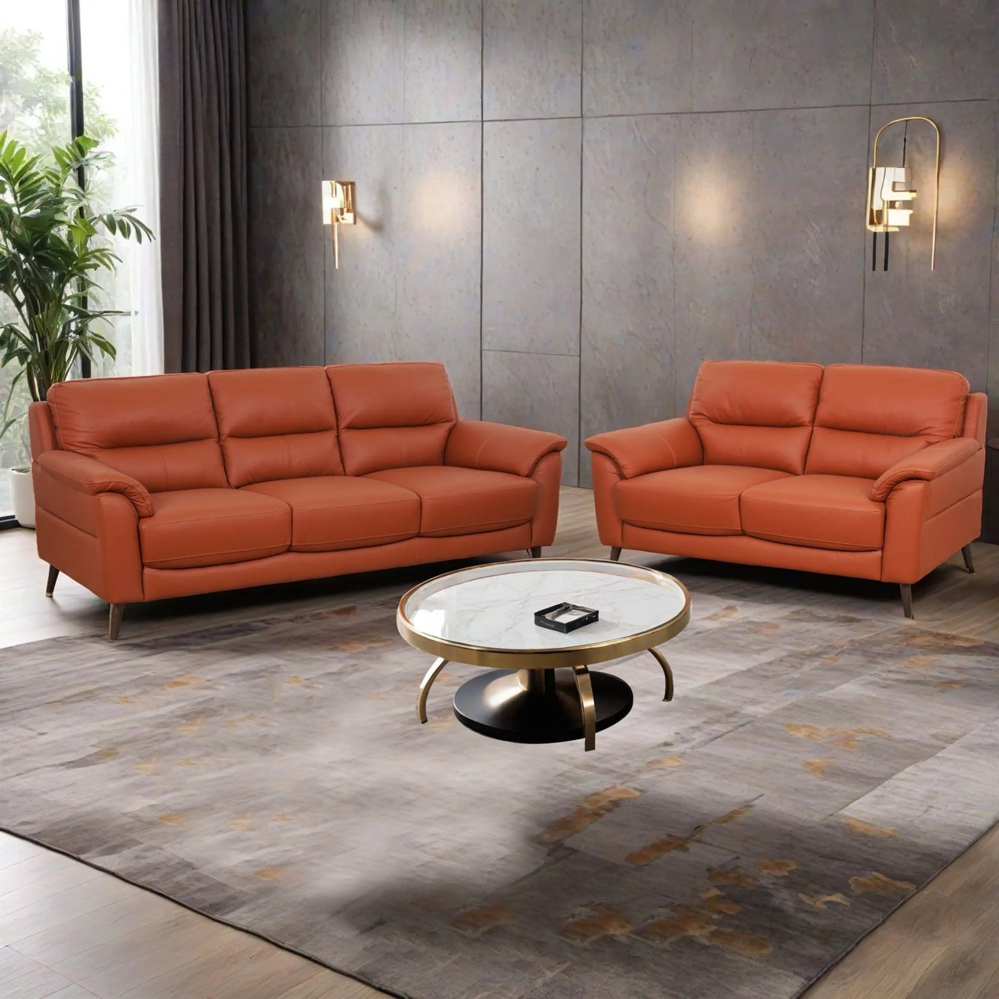 Alcamo Half Leather Sofa 3+2 Seater