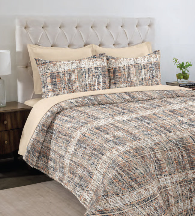 Jenna 210 TC Buttercream Multi Cotton Double Bedsheet Set