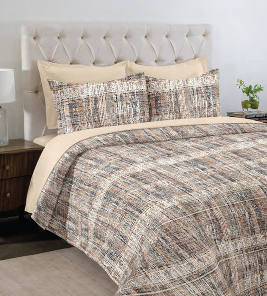 Jenna 210 TC Buttercream Multi Cotton Double Bedsheet Set