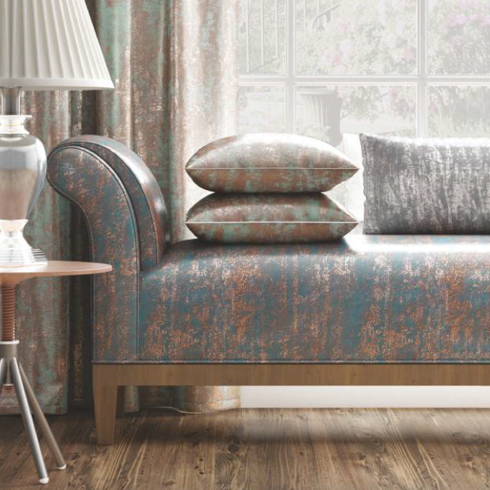 Blue Base Brown Color Upholstery Fabric