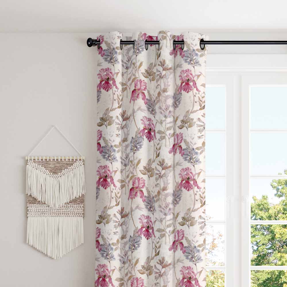 Elegant floral petal design polyester eyelet curtain