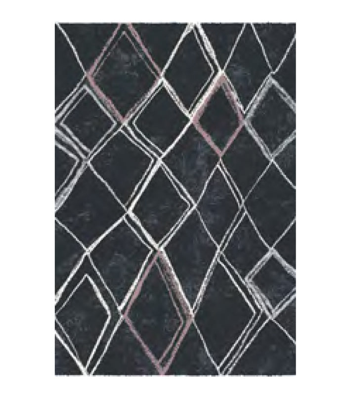 Black and Beige Color Geometric Hand Tufted Wool Carpet