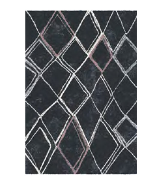 Black and Beige Color Geometric Hand Tufted Wool Carpet