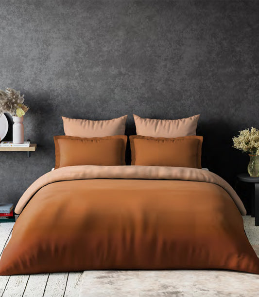 Candy Peach And Taupe 120 GSM All Weather Reversible Double Bed Quilt