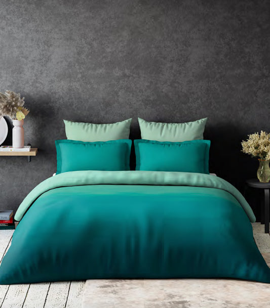 Aqua Blue And Green 120 GSM All Weather Reversible Double Bed Quilt