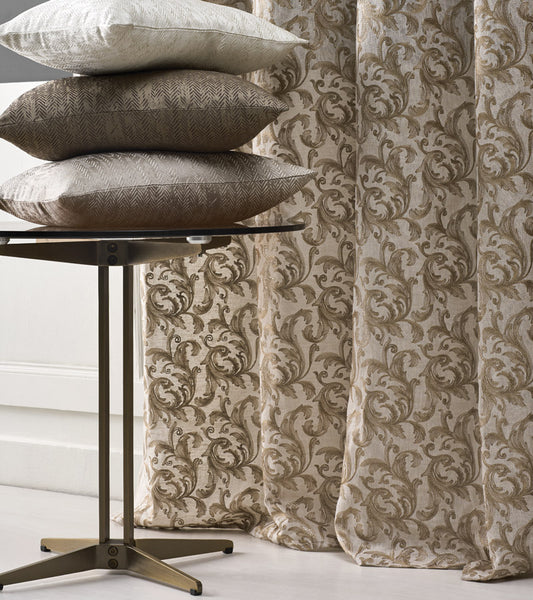 Stylish Leafy Opaque Main Door Curtain, Cotton White
