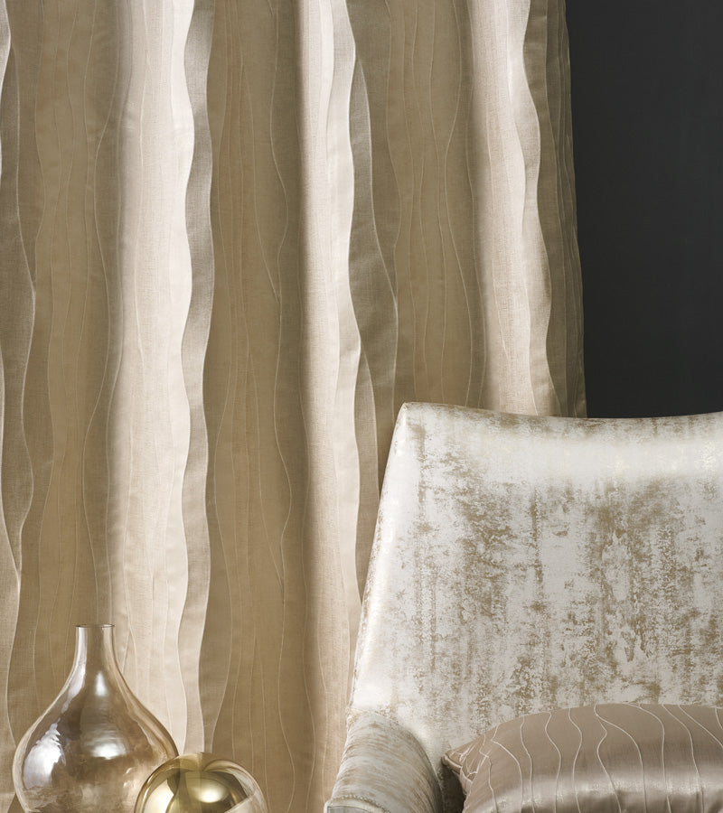 Satin Solid Jaquard Main Door Curtain Beige