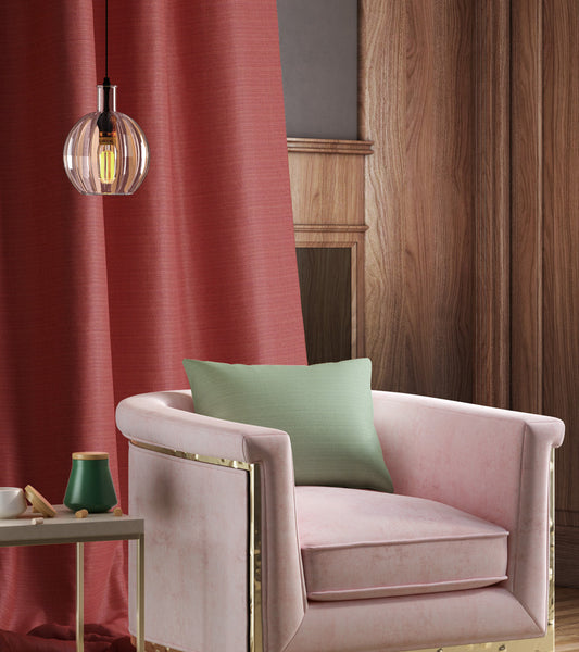 Rust Red Polyster Jute Solid Opaque Main Door Curtains