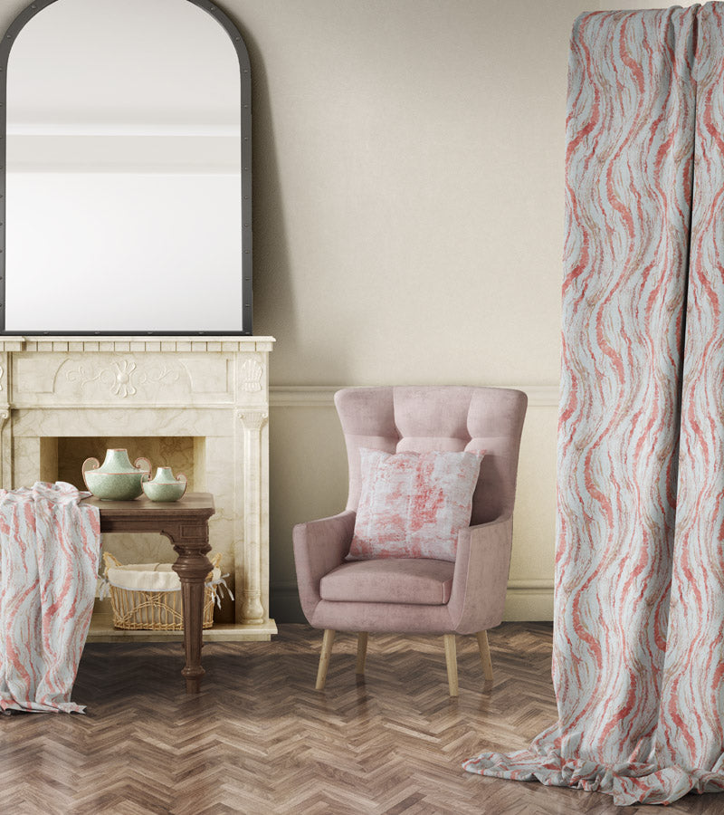 Polyester Viscose Testure Stripes Opaque Main Door Curtain White Rust