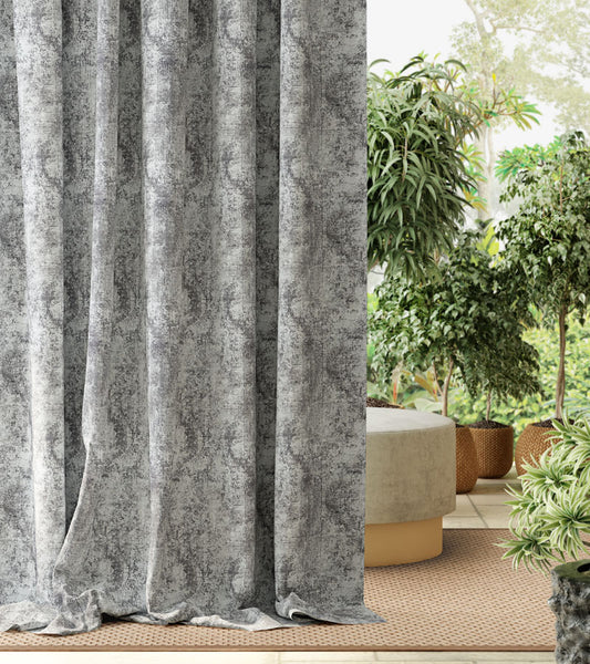 Polyester Texture Opaque Main Door Curtain Silver Grey