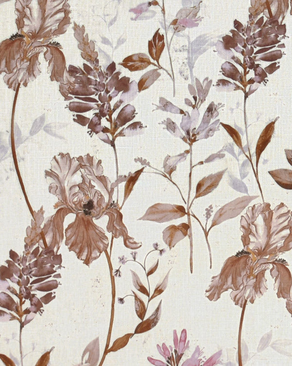 Natural brown floral petals design polyester eyelet curtain