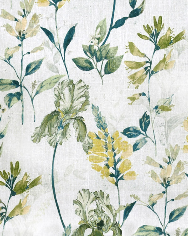 Floral petal design white linen eyelet curtain