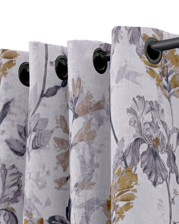 Stylish and beautiful floral design polyester eyelet curtain