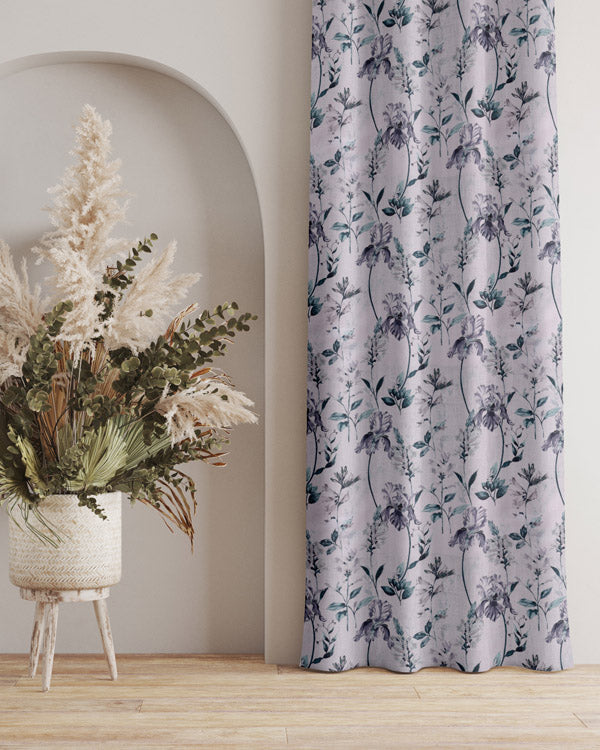 Intricate floral petals pattern polyester eyelet curtain