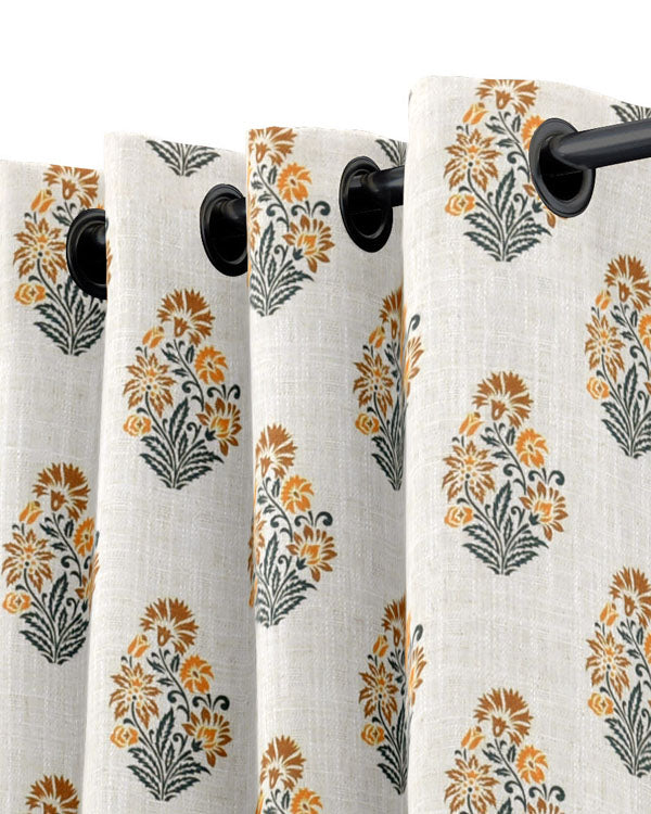 Elegant beige color damask design eyelet curtain